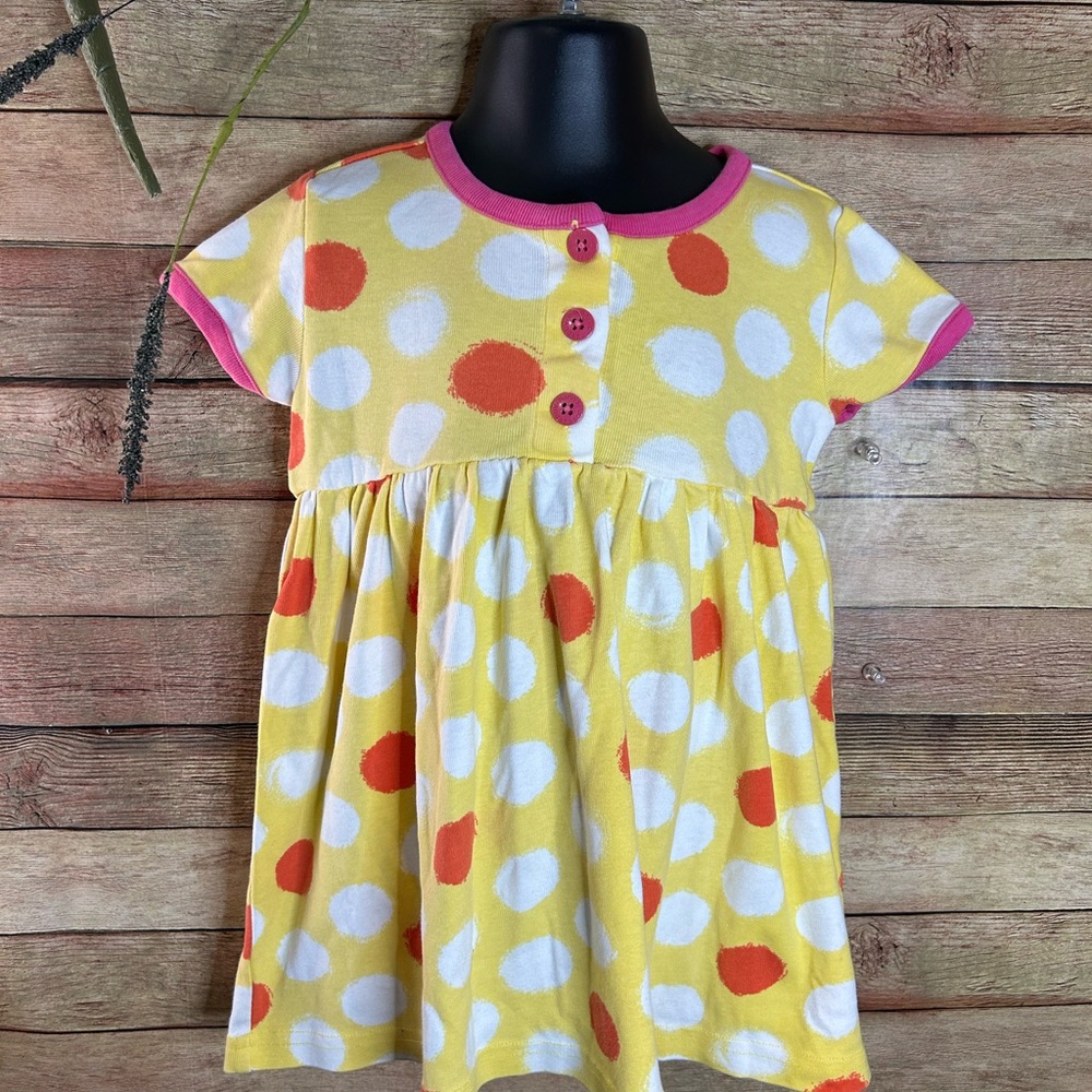 Hanna Andersson Yellow Dot Cotton Dress Toddler Girls Size 3